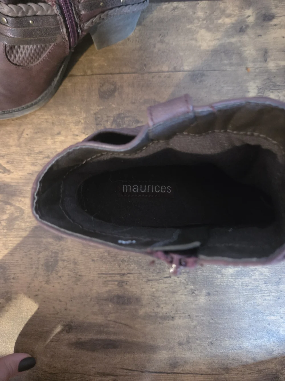 Maurices Burgundy Braided Strap Ankle Boots
